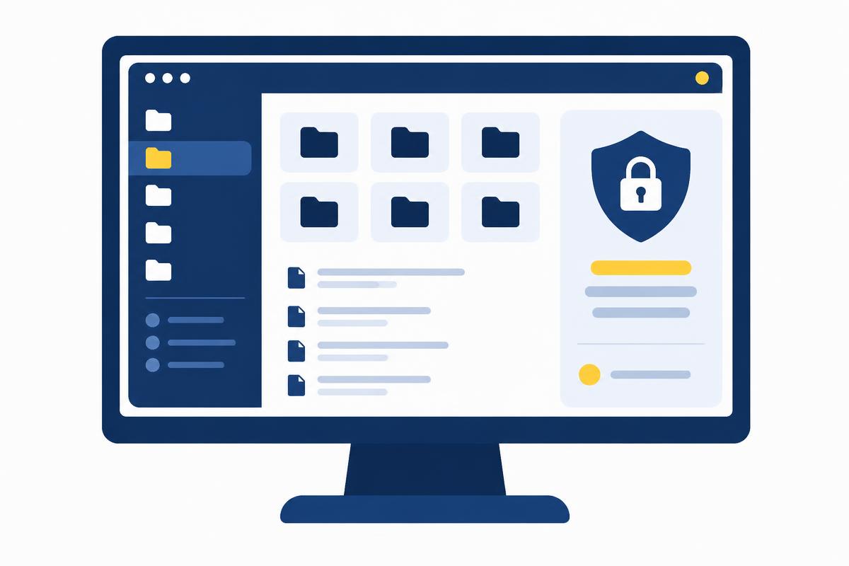Illustration abstraite d'un logiciel de gestion de dossiers sécurisé
